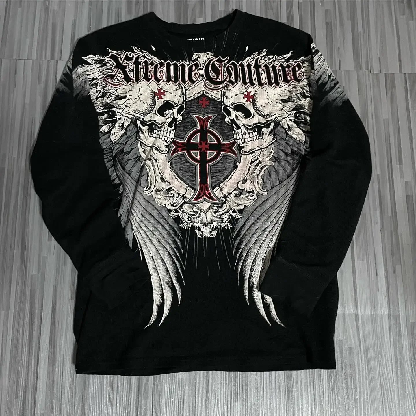 Affliction Long sleeves T Shirts 90s Womens Graphic Print Oversized T Shirt  New Harajuku Gothic Round Neck Cotton Casual Tops