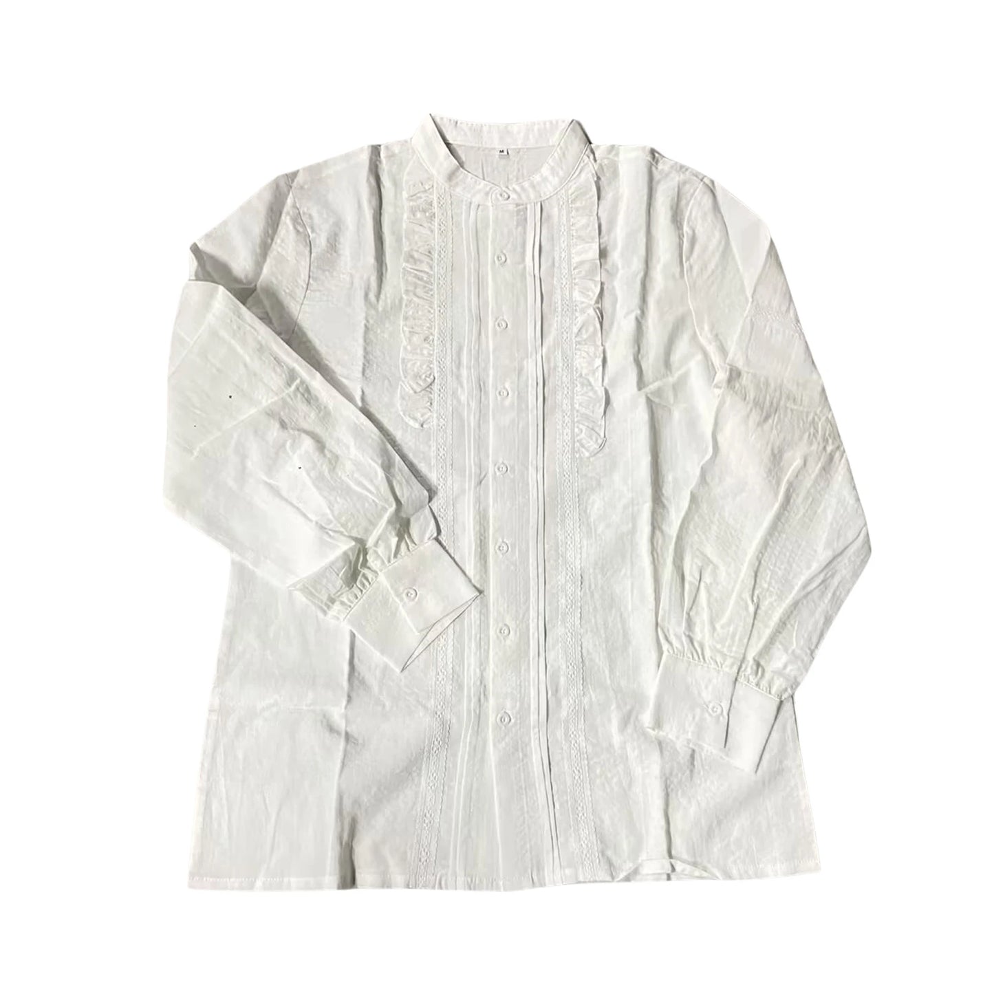 Vintage Style Men s Striped Lace Ruffle Button-Up Shirt with Long Sleeves - Classic Spring and Fall Fashion for Casual Wear