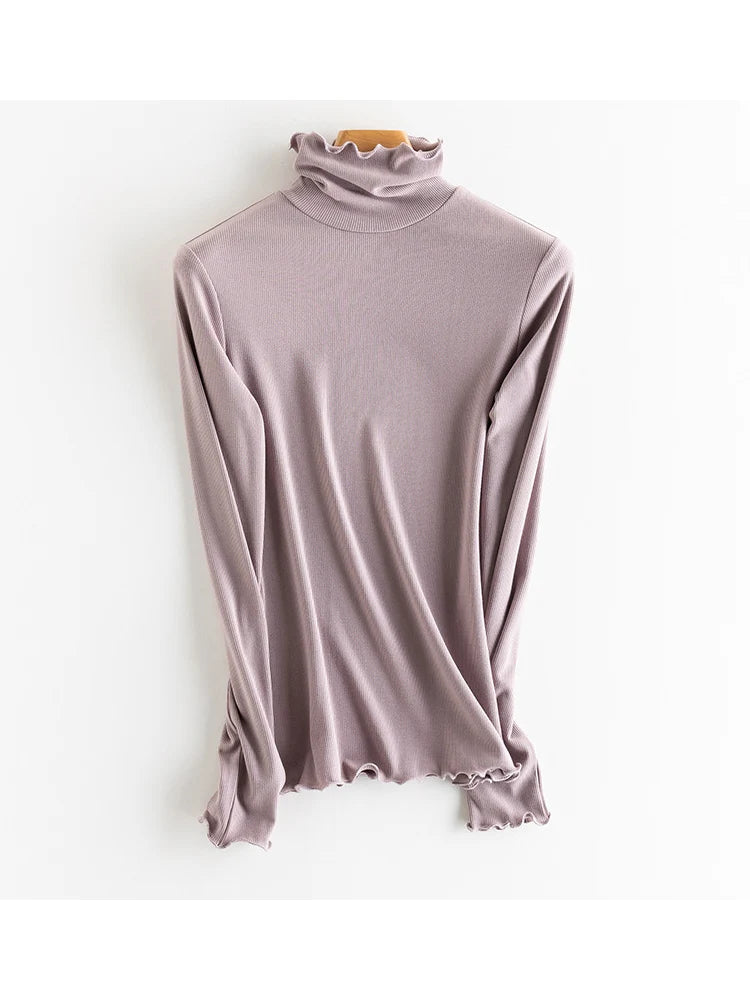 SuyaDream, Women Bottoming T Shirt, Silk Viscose Blend, Long Sleeves, Solid Basic Thermal  Shirt, 2024 Autumn Winter Top