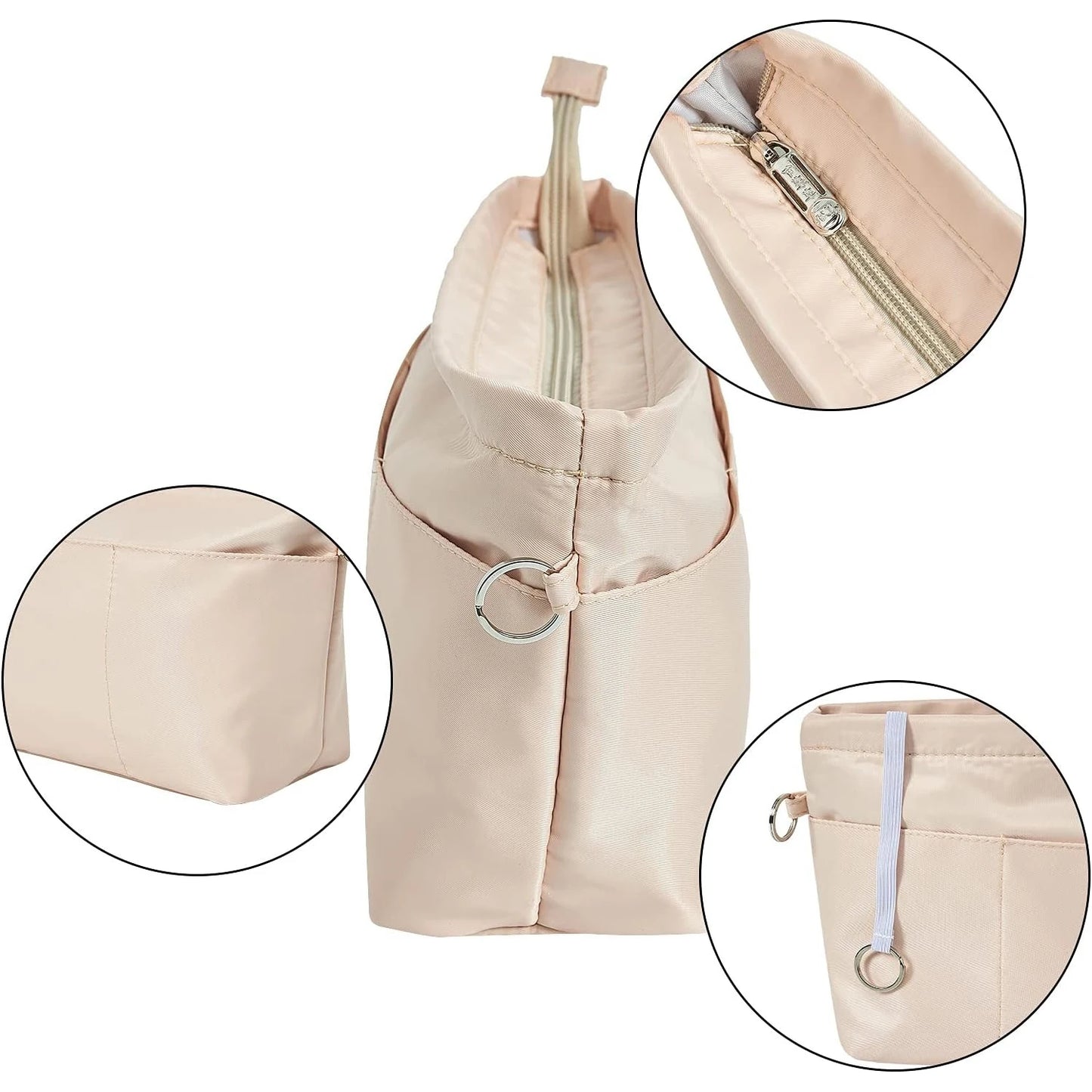 Premium Nylon Purse Organizer Tote Handbag Insert Organizers Bag in Bag Zipper 13 Pockets 4 Sizes