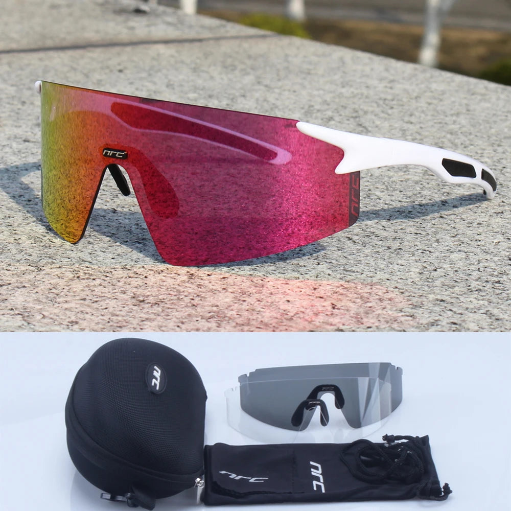 NRC Cycling Sunglasses 3 Lens UV400  TR90 Sports Bicycle Glasses MTB Mountain Bike Fishing Hiking Riding Eyewear for Men Women