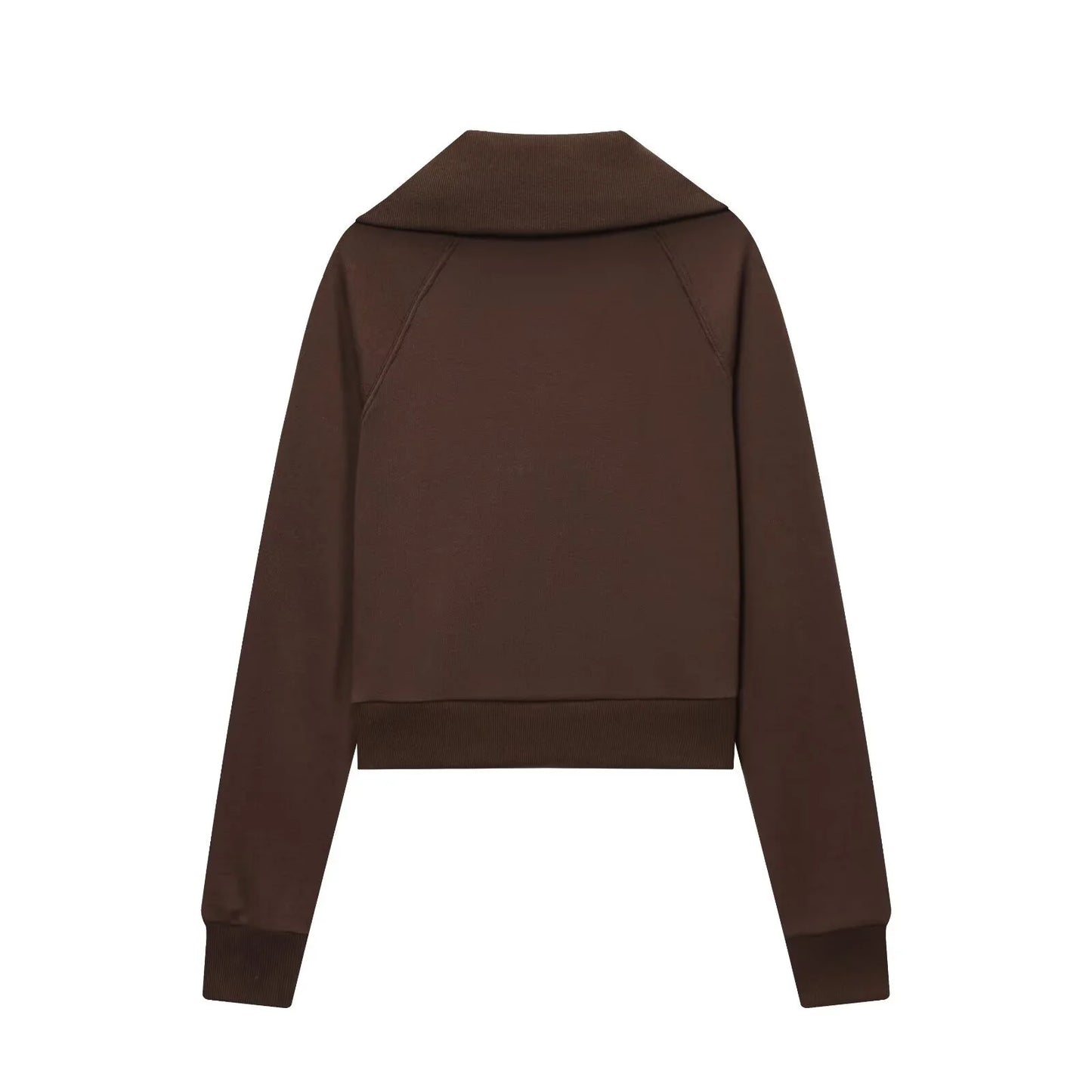 2025 Autumn New Women's Casual Lapel Long-Sleeved Zipper Fleece Jacket + High-Waisted Terry Flared Trousers