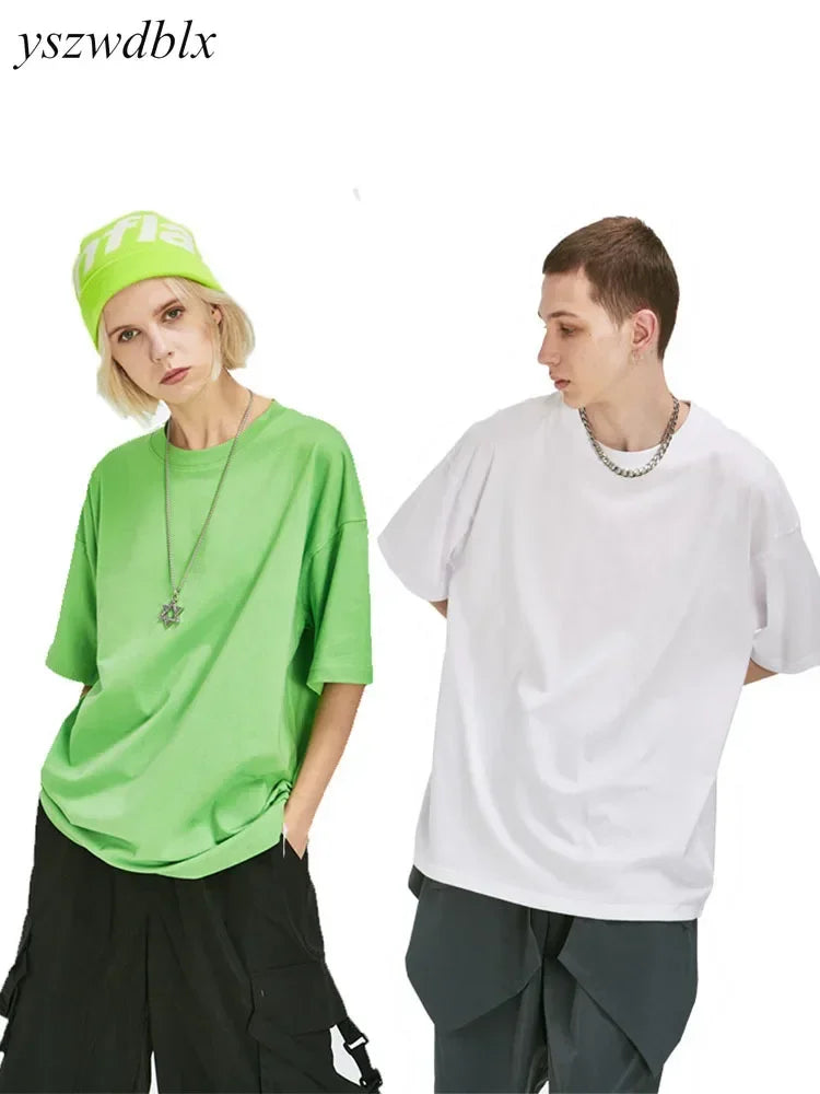 YSZWDBLX T-shirt Women 2025 Summer Short Sleeve O-neck Tshirt Man /woman Cotton Loose Harajuku Couples Tees Casual Shirts Top