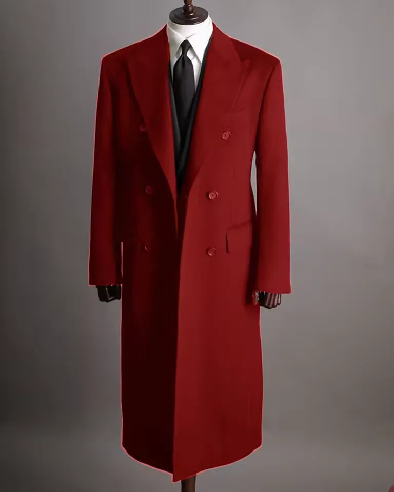 Luxury Men's Winter Long Blazer Double Breasted Business Jacket Elegant High Quality Male Elegant Man Long Coat England Style