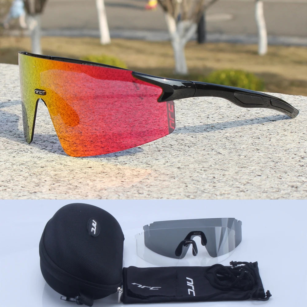 NRC Cycling Sunglasses 3 Lens UV400  TR90 Sports Bicycle Glasses MTB Mountain Bike Fishing Hiking Riding Eyewear for Men Women