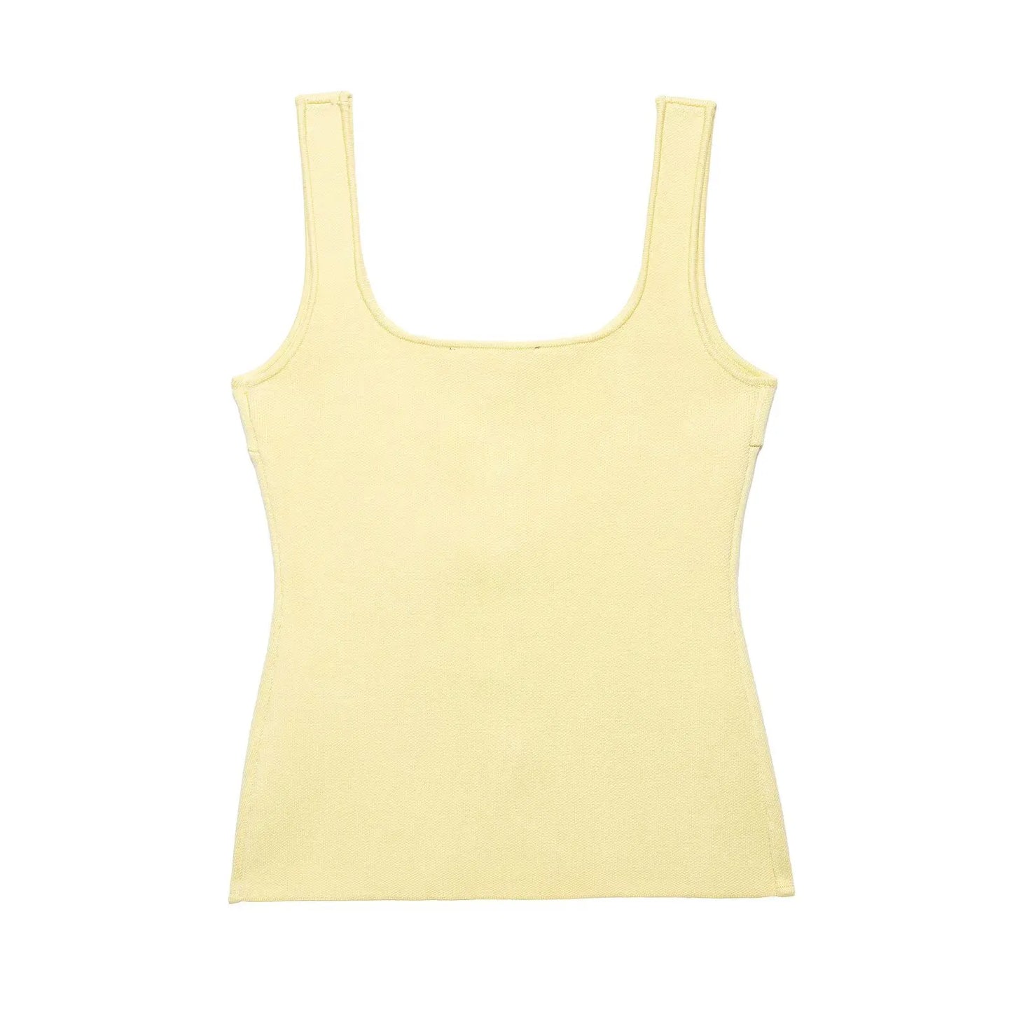 Zevity Women Basic Square Collar Knitting Sling Blouse Female Chic Sleeveless Buttons Design Vest Shirt Blusas Crop Tops LS9040