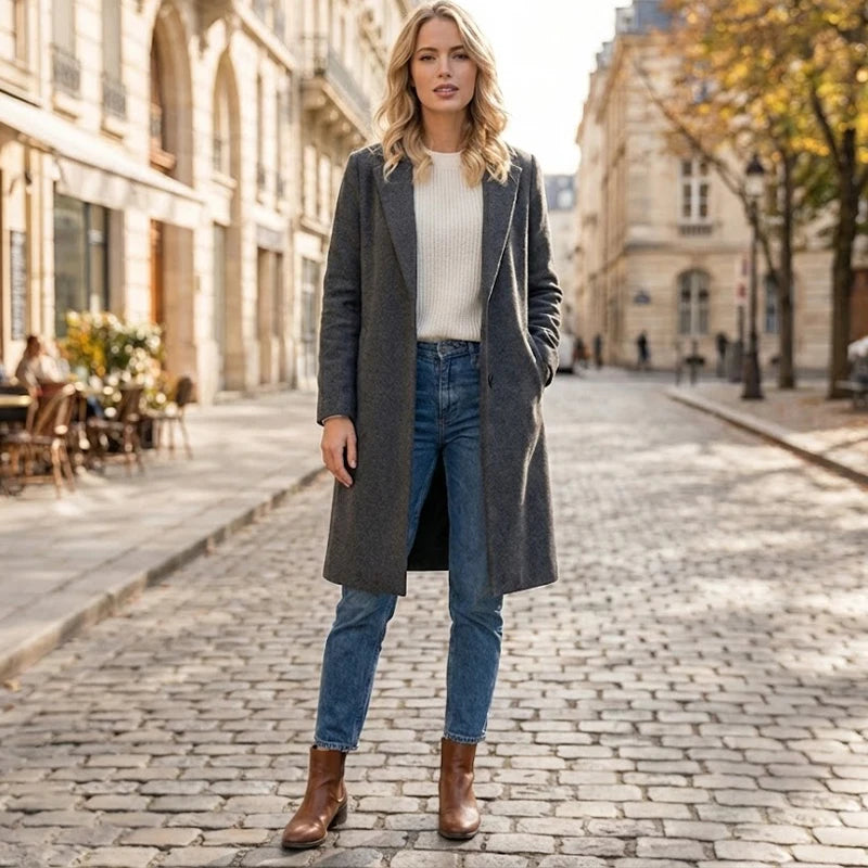 Willshela Women Fashion Solid Open Stitch Long Trench Coats Vintage V-Neck Full Sleeves Female Chic Lady Outfits