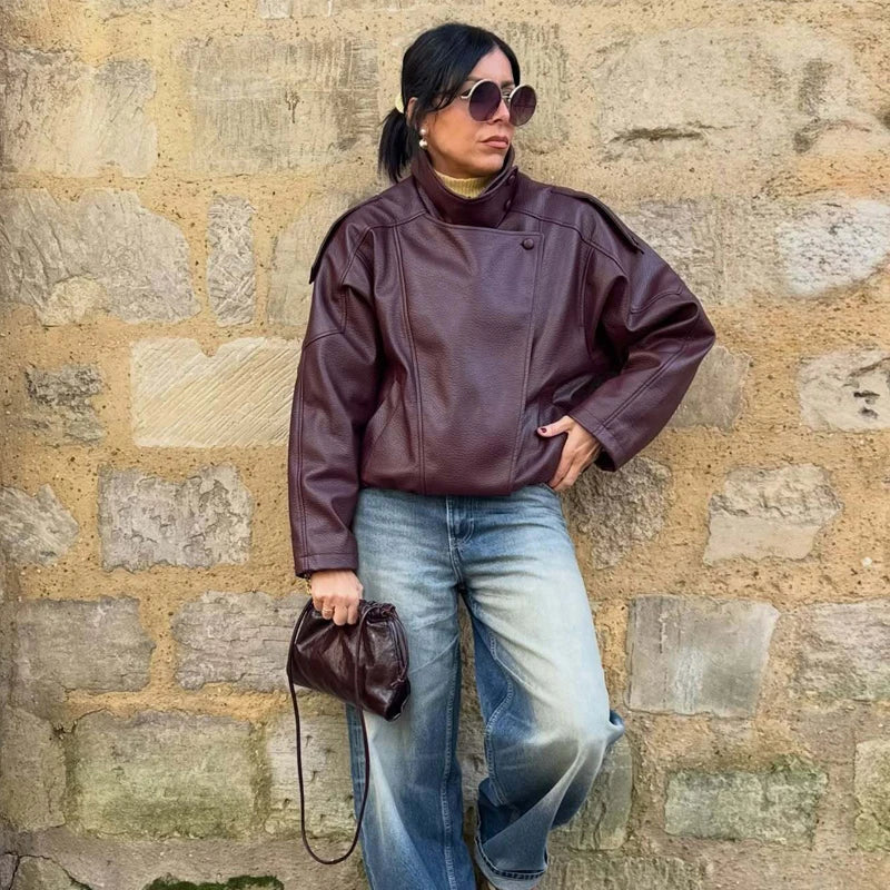 MUJER Faux Leather Bomber Jackets for Women Fashion Windbreaker Jacket Woman Warm Winter Women's Coat Outerwears Overcoat Female