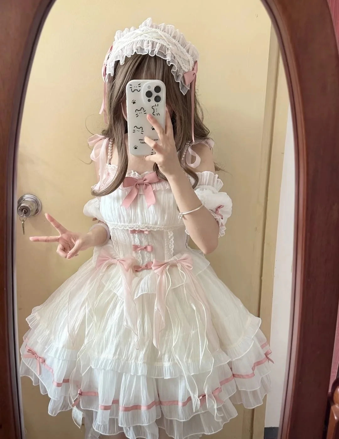 Summer Japanese Style Kawaii Lolita Dress Women Party Vintage Sweet Lace Bow Birthdays Cake Dresses Harajuku Y2k Bandage Dress