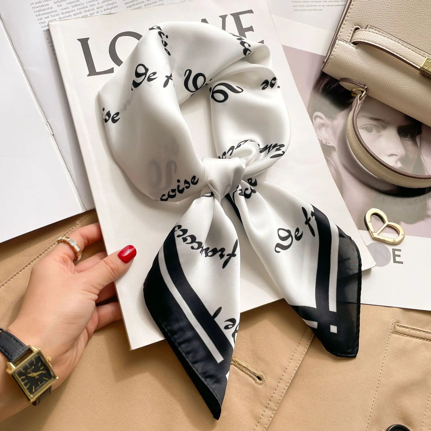 Silk Square Scarf Women Luxury Floral Print Kerchief Soft Satin Hairband Hands Bag Ribbon Foulard Hijab Neckerchief Headband