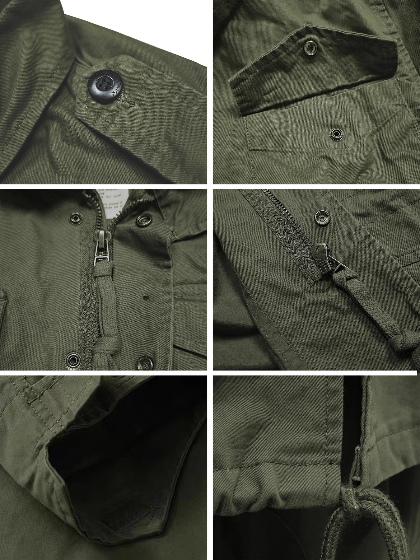 M65 Field Jacket, Men's Military Jacket, Retro Multi Pocket Collar Zipper Jacket, 100% Cotton