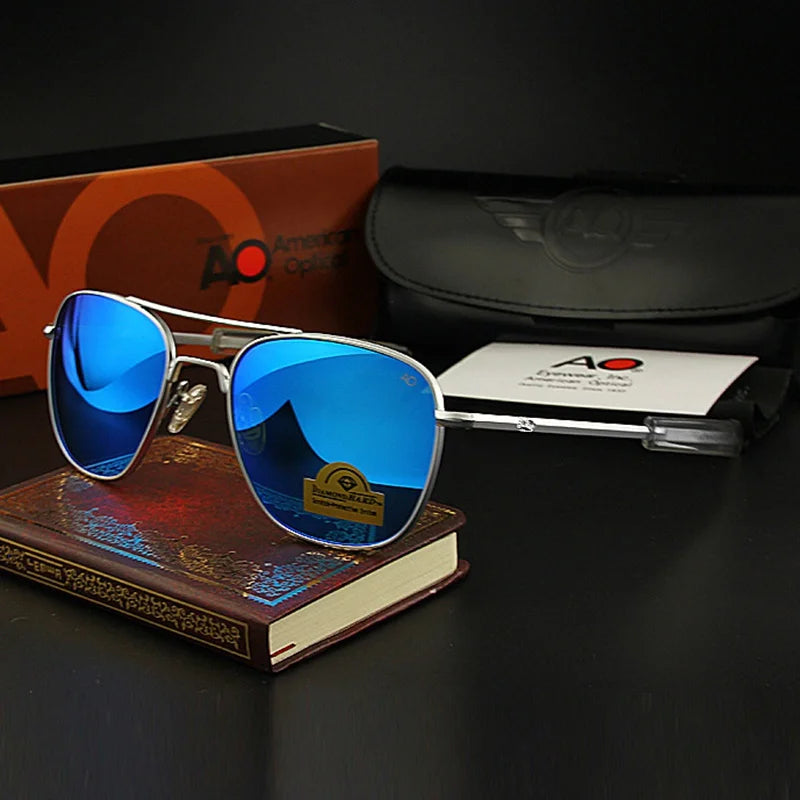Pilot AO Sunglasses Men Top Quality Brand Designer AGX Tempered Glass Lens Sun Glasses Male