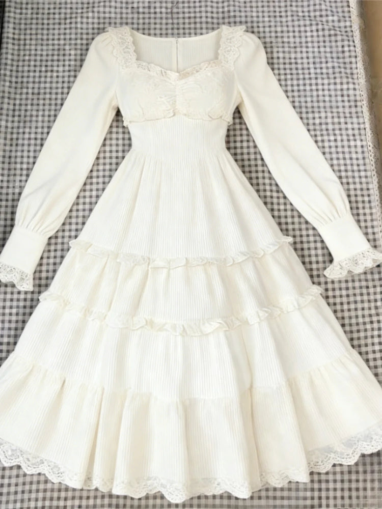 French Vintage Midi Dress Women Casual Evening Party Plaid Dress Office Lady Outwear One Piece Dress Korean Fashion Spring Chic