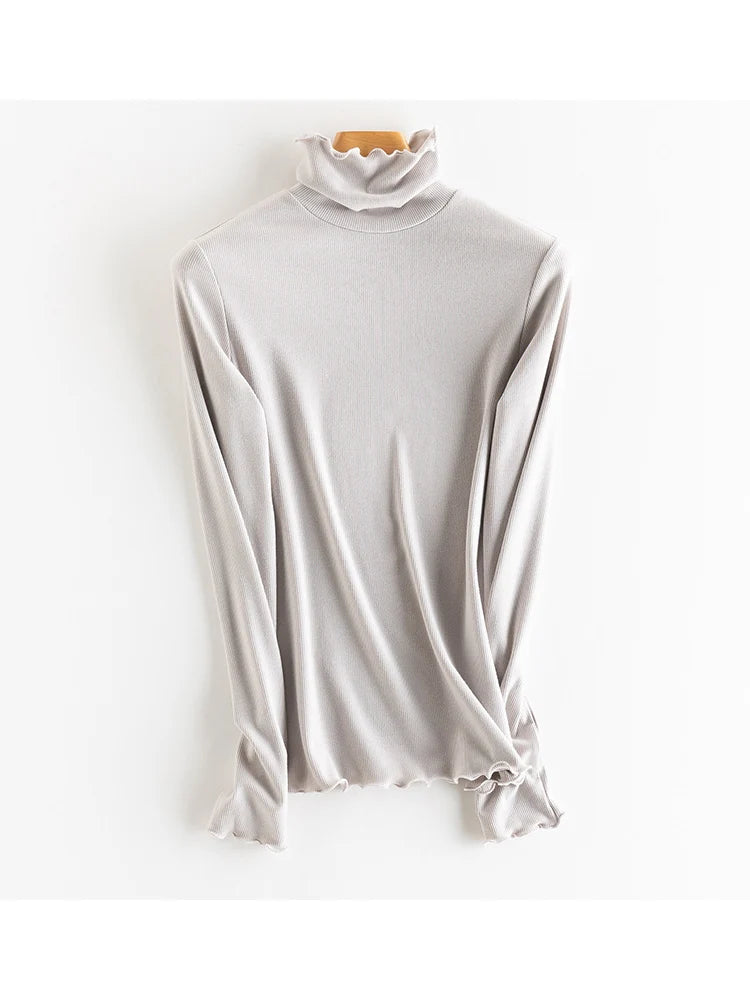 SuyaDream, Women Bottoming T Shirt, Silk Viscose Blend, Long Sleeves, Solid Basic Thermal  Shirt, 2024 Autumn Winter Top