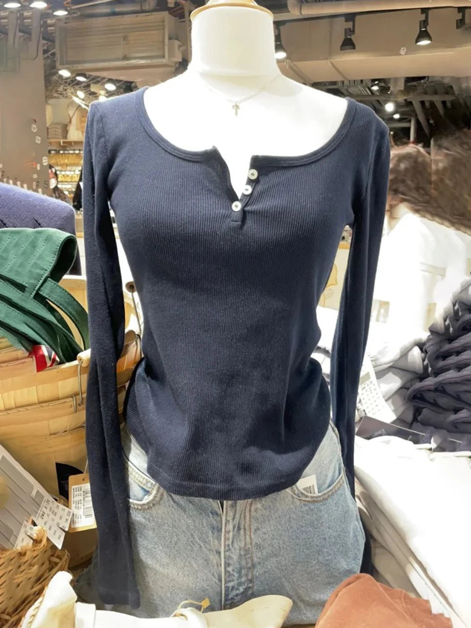 Pink Striped Slim Long Sleeve Tees Women Spring Casual Cotton O-neck Tshirt New Tops Clothes Sweet Cute  Vintage T-shirts Y2K