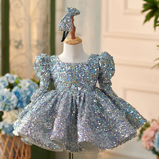 Girl Lolita European and American high-end banquet evening dress elegant girl birthday party dress 1-8 year old Christmas dress