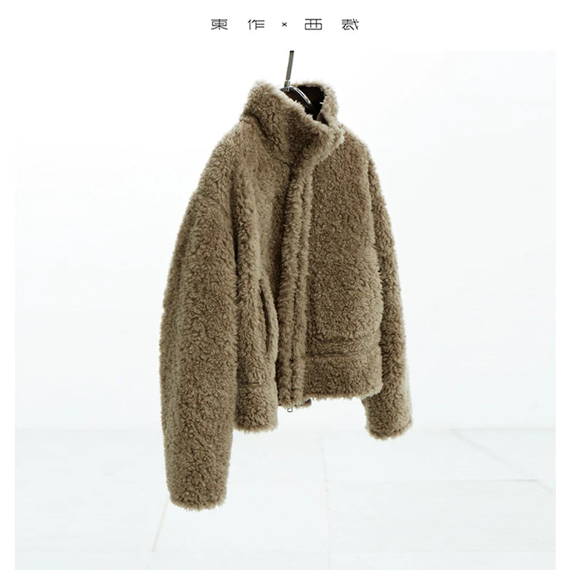 Teddy Style 100% Wool Coat ~ Women's Short Lazy-Style Jacket, Loose Top, New Autumn and Winter 2025 Faux Fur