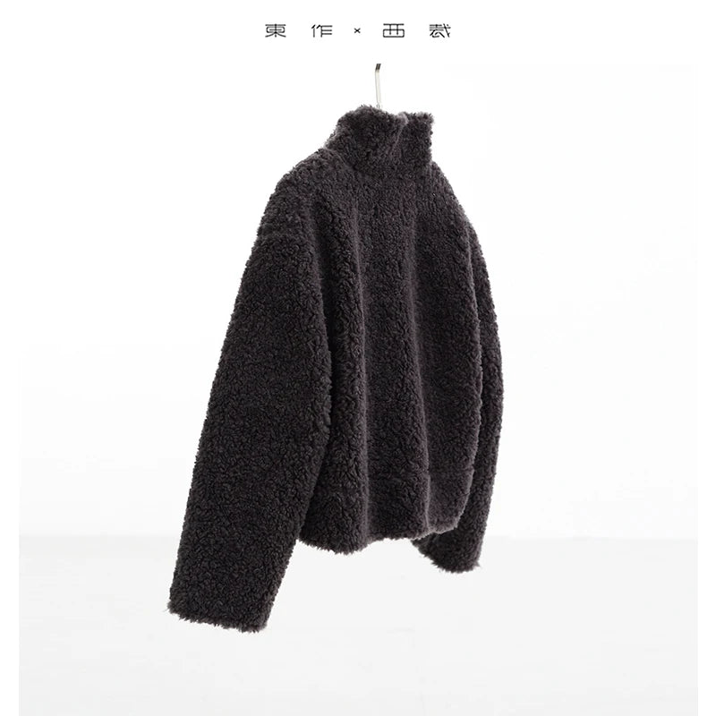 Teddy Style 100% Wool Coat ~ Women's Short Lazy-Style Jacket, Loose Top, New Autumn and Winter 2025 Faux Fur