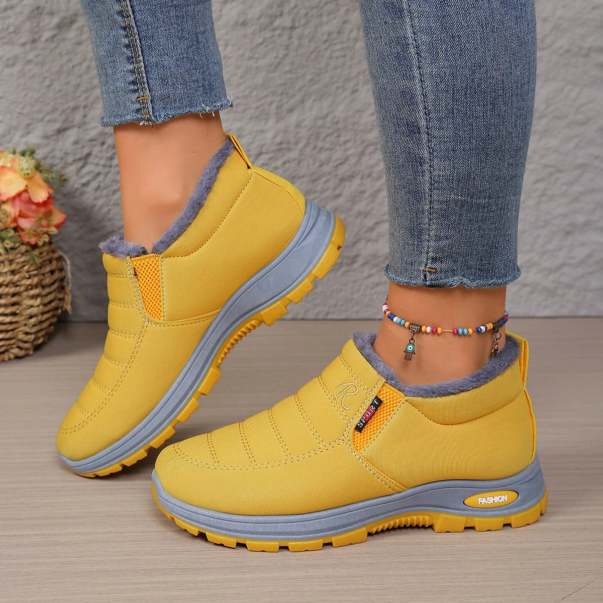 Couple shoes, men's and women's casual shoes, warm, fleece, thickened, anti-slip, lightweight snow boots with free shipping