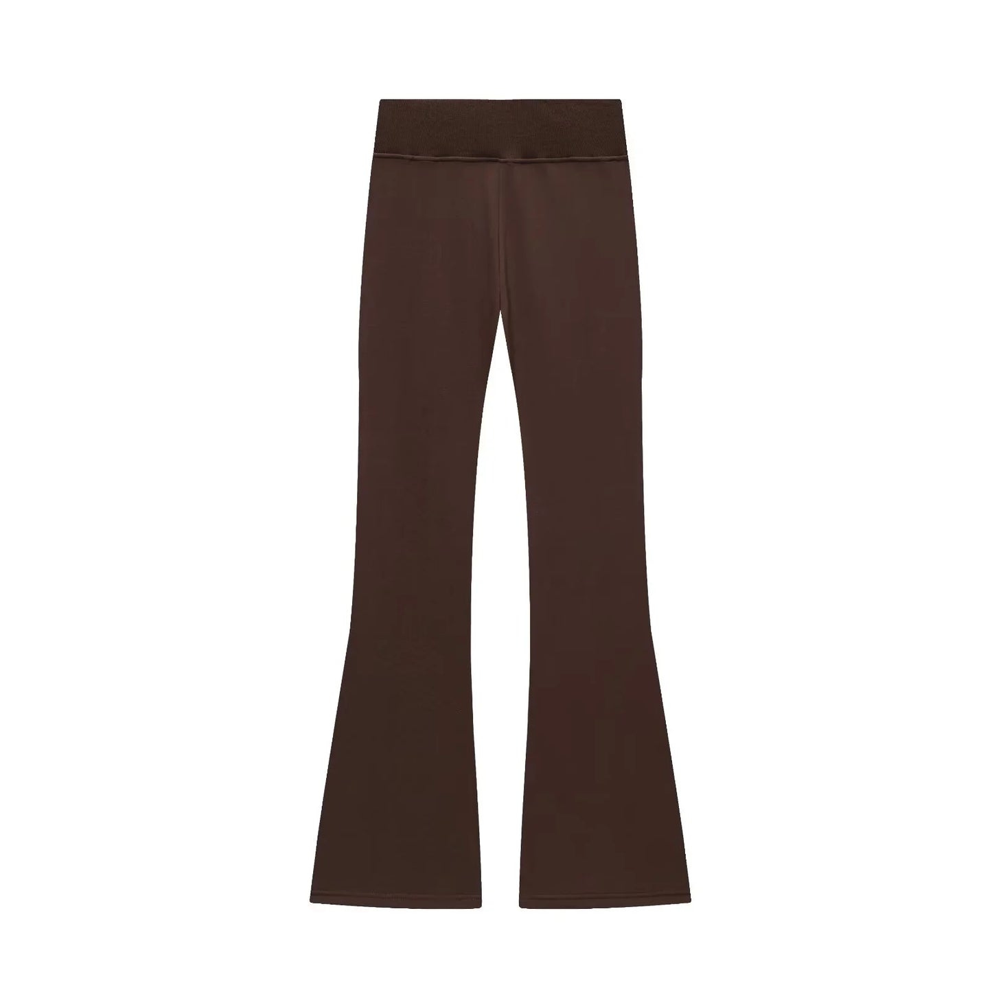 2025 Autumn New Women's Casual Lapel Long-Sleeved Zipper Fleece Jacket + High-Waisted Terry Flared Trousers