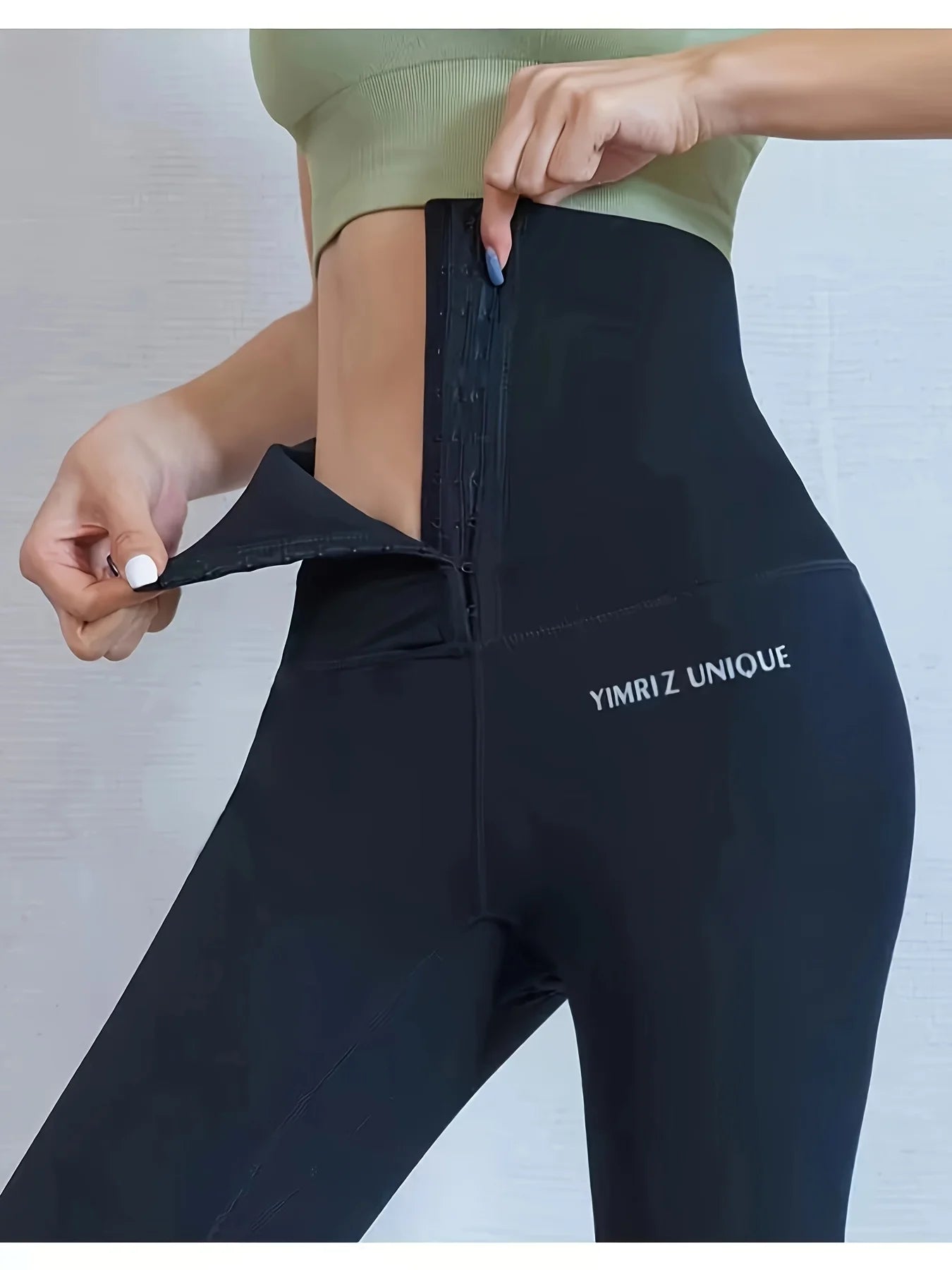 Women's High Waist Tummy Control Leggings Button Closure Butt Lifting Stretch Yoga Workout Pants
