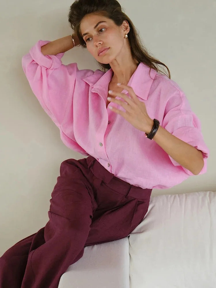 Ammug White Women's Shirt Long Sleeve Elegant Solid Blouse Woman Vintage Summer Loose Shirts for Women Basic Top Collar