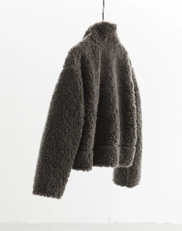 Teddy Style 100% Wool Coat ~ Women's Short Lazy-Style Jacket, Loose Top, New Autumn and Winter 2025 Faux Fur