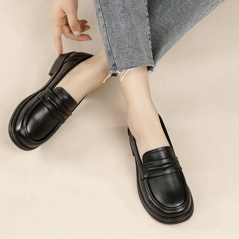 Women's Casual Loafers Slip On Leather Shoes Lightweight Walking Shoes Moccasins Classic Penny Loafer Flats Boat Shoes
