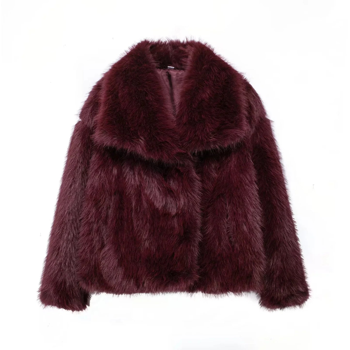 KONDALA 2026 Spring Summer Casual Faux Fur Brown Women Warm Jackets Valentine‘s Day Turn Down Collar Oversized Elegant Coats