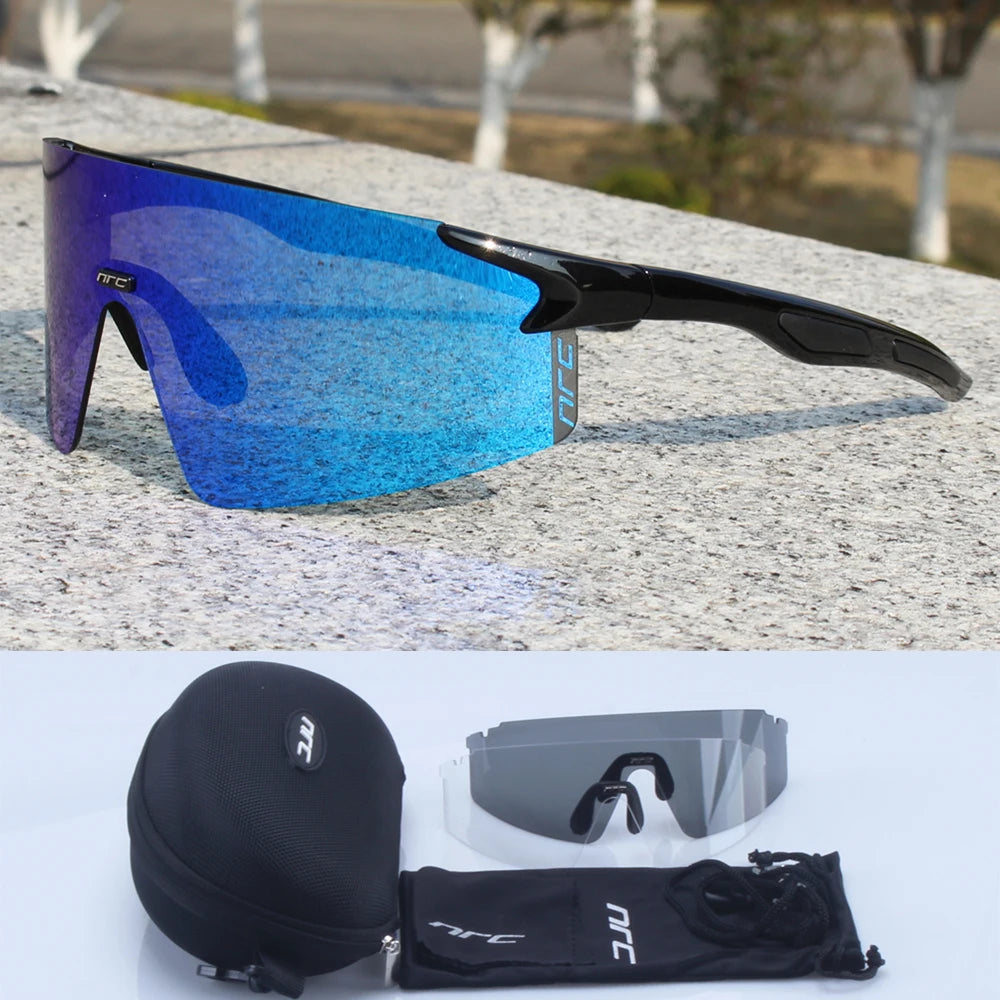 NRC Cycling Sunglasses 3 Lens UV400  TR90 Sports Bicycle Glasses MTB Mountain Bike Fishing Hiking Riding Eyewear for Men Women