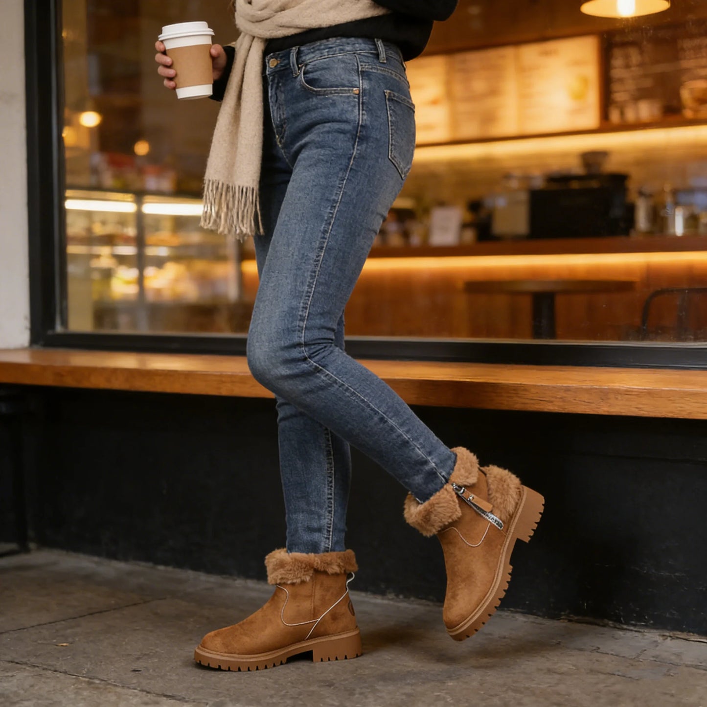 Women Snow Boots 2026 Winter New Solid Color Plush Zipper Thick Bottom Anti Slip Warm Cold Proof Cotton Shoes Snow Boots