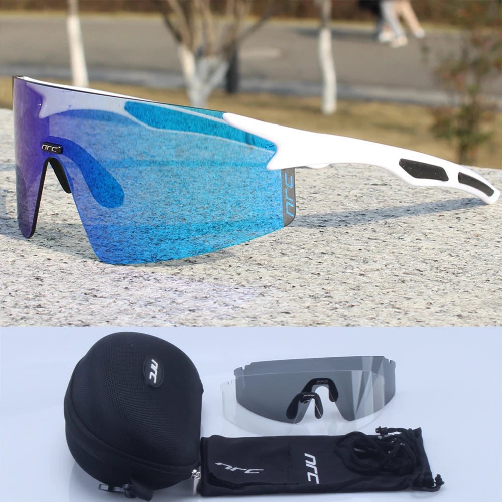 NRC Cycling Sunglasses 3 Lens UV400  TR90 Sports Bicycle Glasses MTB Mountain Bike Fishing Hiking Riding Eyewear for Men Women
