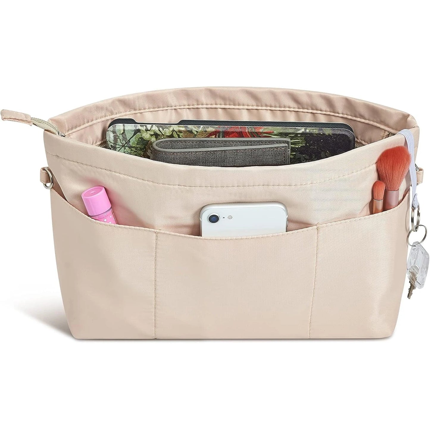 Premium Nylon Purse Organizer Tote Handbag Insert Organizers Bag in Bag Zipper 13 Pockets 4 Sizes