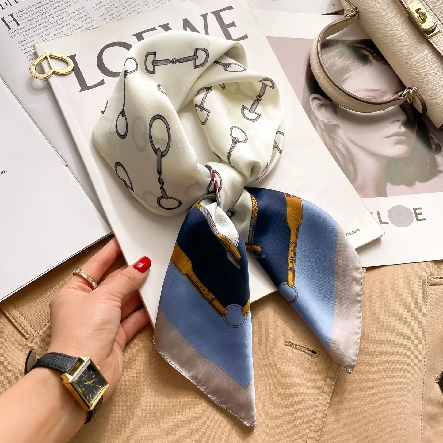 Silk Square Scarf Women Luxury Floral Print Kerchief Soft Satin Hairband Hands Bag Ribbon Foulard Hijab Neckerchief Headband