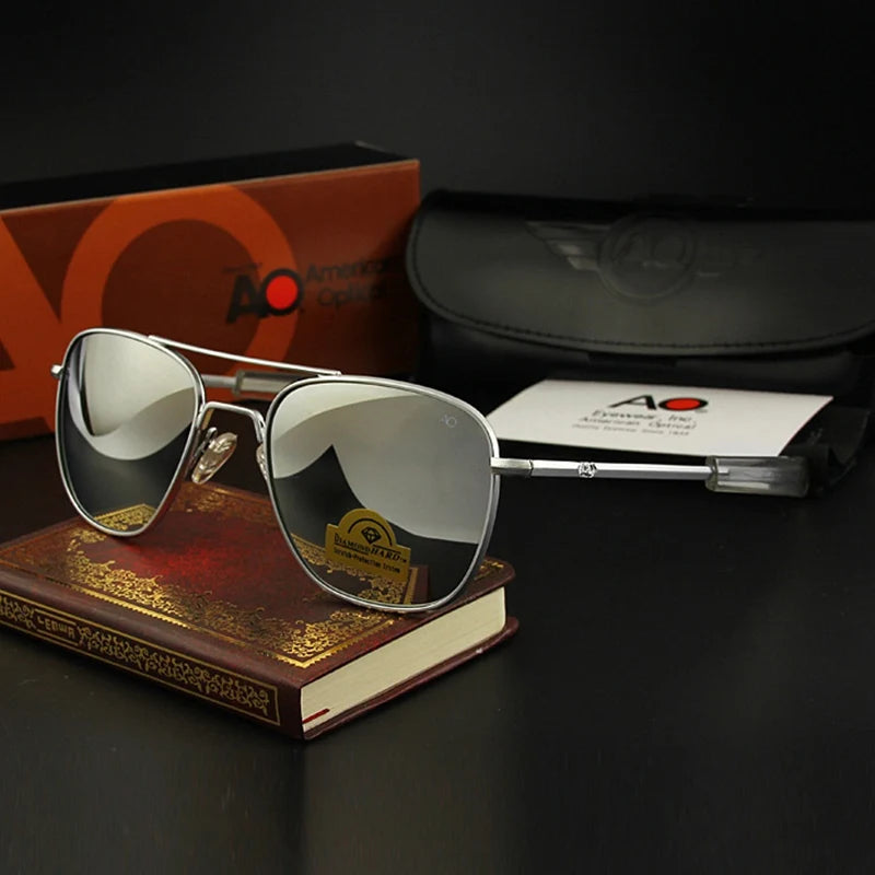 Pilot AO Sunglasses Men Top Quality Brand Designer AGX Tempered Glass Lens Sun Glasses Male