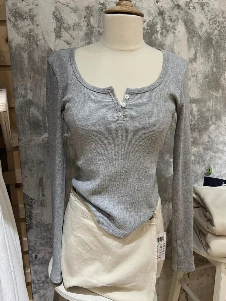 Pink Striped Slim Long Sleeve Tees Women Spring Casual Cotton O-neck Tshirt New Tops Clothes Sweet Cute  Vintage T-shirts Y2K