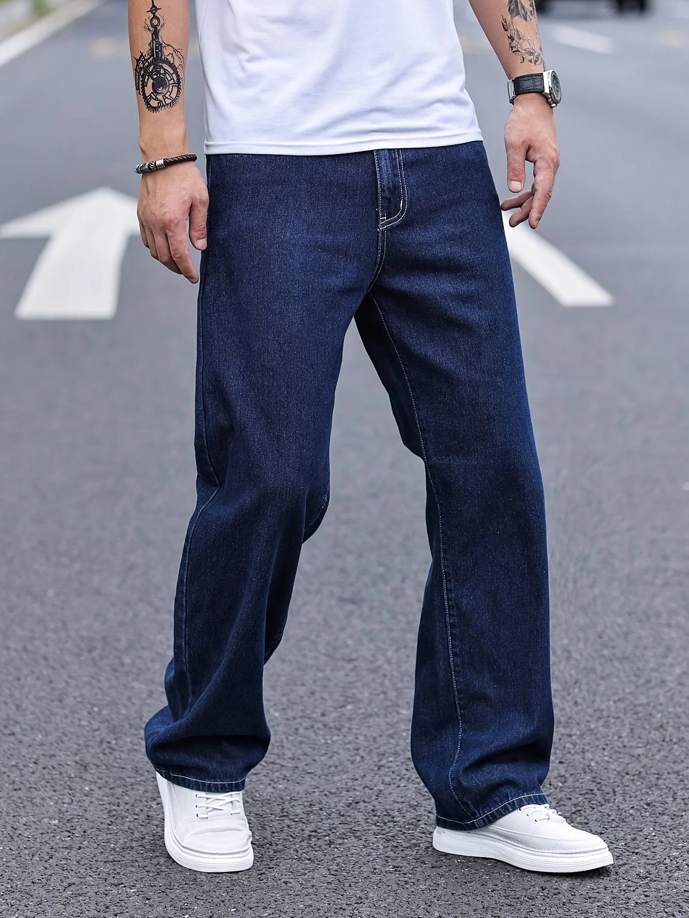 Men's straight-leg jeans, loose wide-leg jeans, cargo hip-hop jeans, stylish versatile long pants