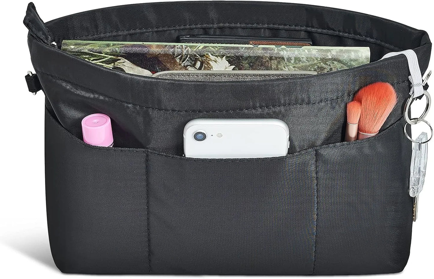 Premium Nylon Purse Organizer Tote Handbag Insert Organizers Bag in Bag Zipper 13 Pockets 4 Sizes