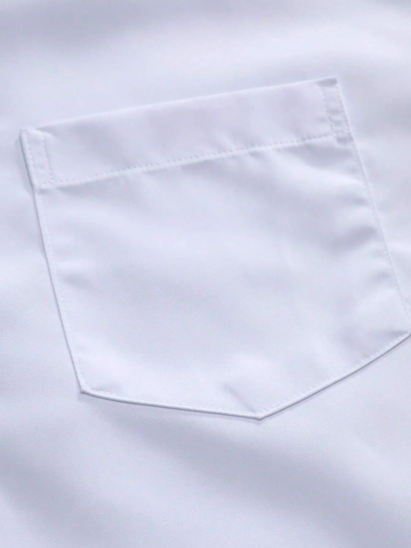 Men's Slim Fit Plain White Long Sleeve Button Up Shirt with Chest Pocket for Business or Casual Wear
