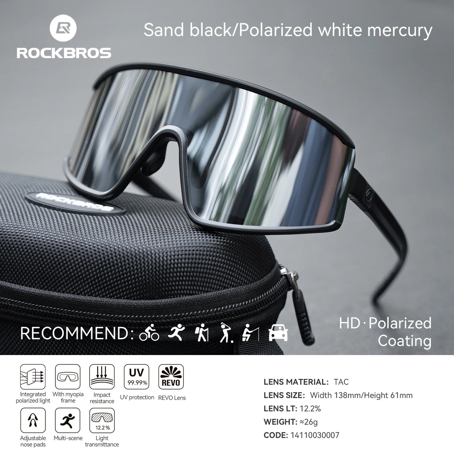 ROCKBROS Cycling Glasses Polarized / Photochromic Anti-fog Bike Eyewear Sunglasses UV400 Outdoor Sports MTB Road Bicycle Glasses
