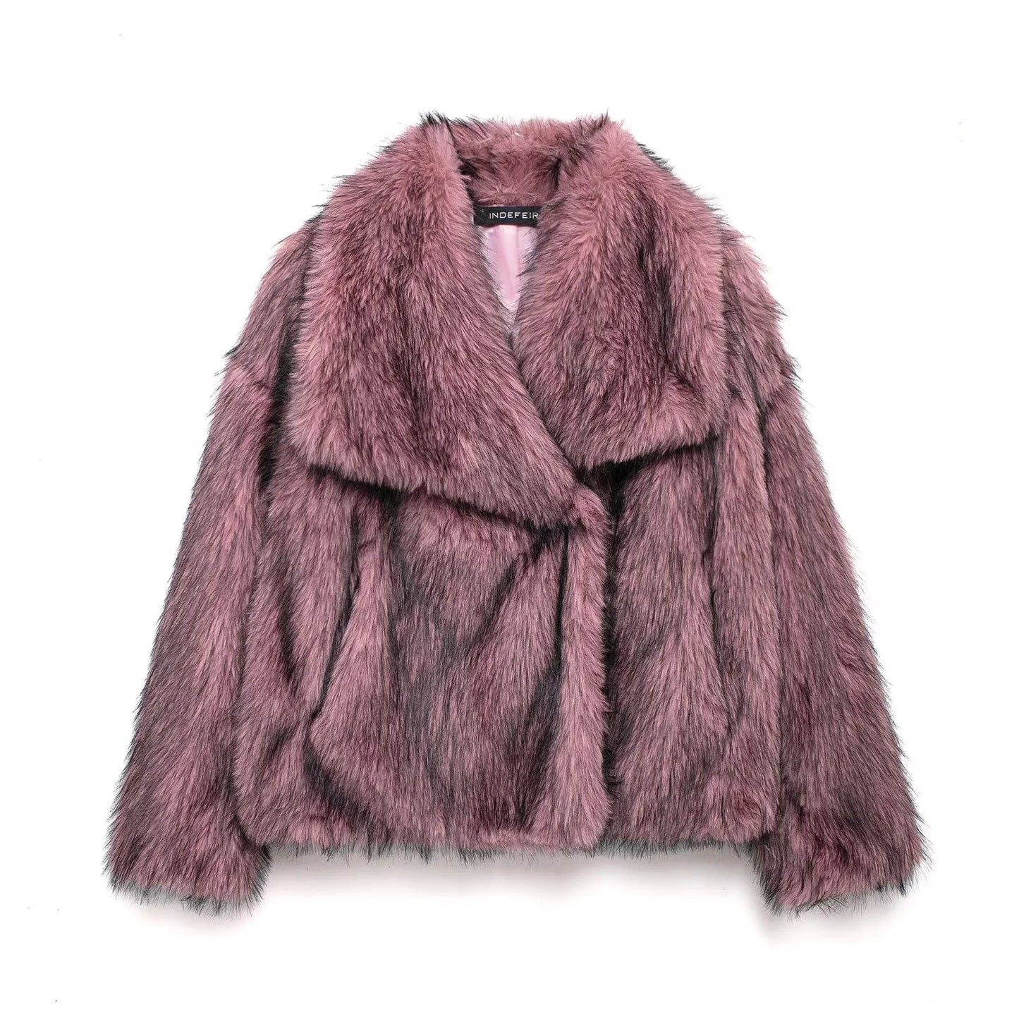 KONDALA 2026 Spring Summer Casual Faux Fur Brown Women Warm Jackets Valentine‘s Day Turn Down Collar Oversized Elegant Coats