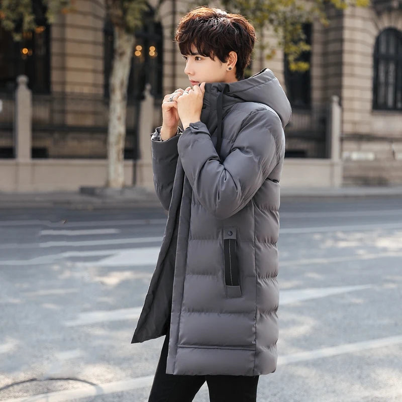Mid-length New Thickened Hooded Jacket for Winter Men Warm Cotton-padded Jacket for MenLeisureDown Mountaineering Overcoat Men