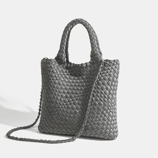 Luxury Woven Tote Handbag Nylon Shoulder Bag Women Original Quality Medium Size