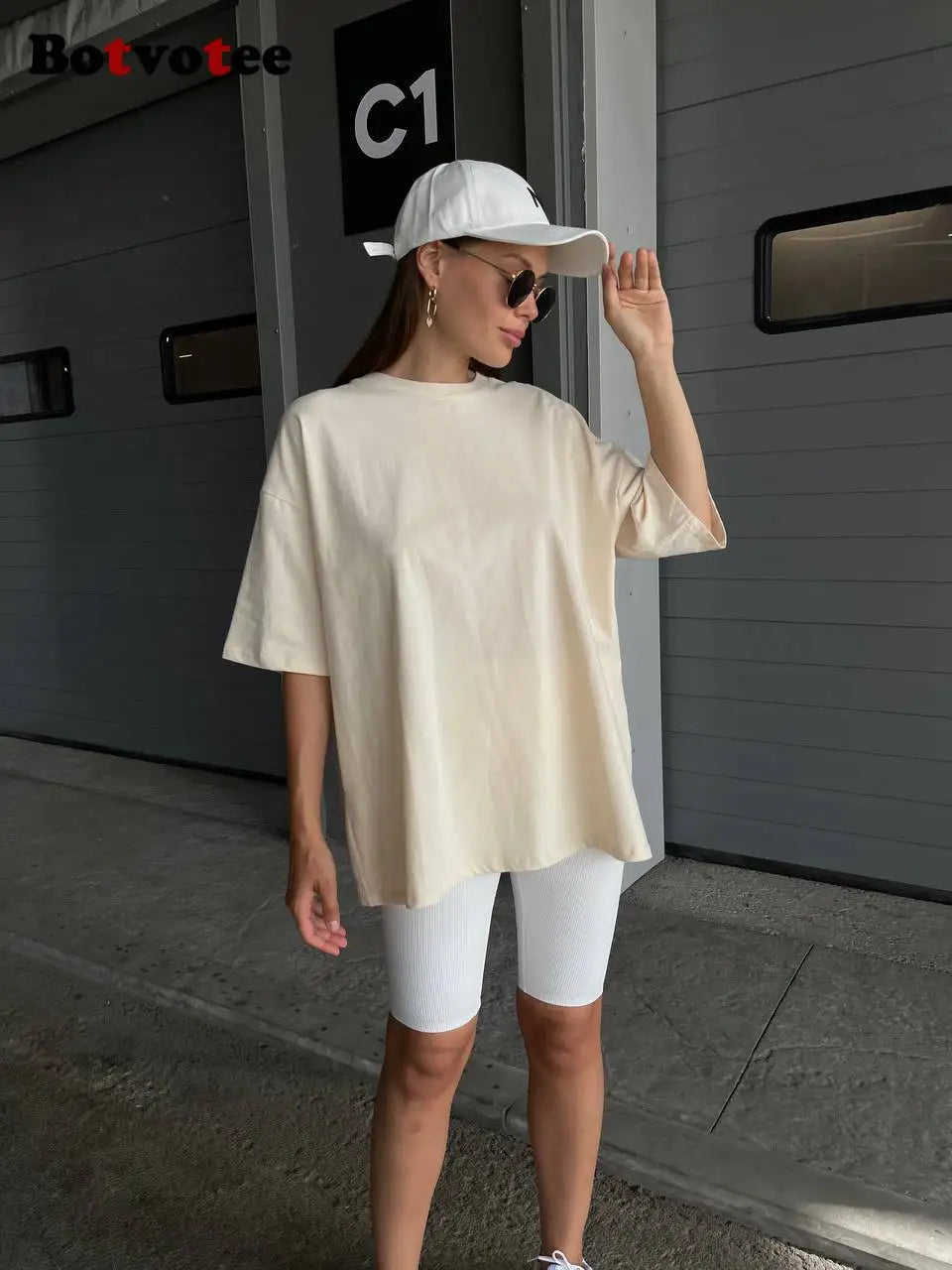 Botvotee 21 Colors Ins Fashion Summer Oversized Basic Soild T Shirts for Women 100% Cotton White Black Pink T-shirt Casual Tops