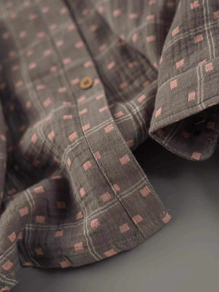 100% Cotton Yarn Loose Hooded Plaid Shirts for Women Autumn Spring Casual Blouses Females Hoodies Classic Oversized Tops