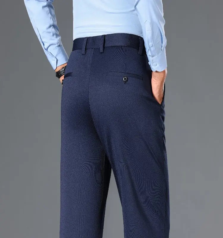 Men's Big Tall Classic Dress Pants High Elasticity Wrinkle Resistant Elegant Casual Straight Leg Business Daily Trousers