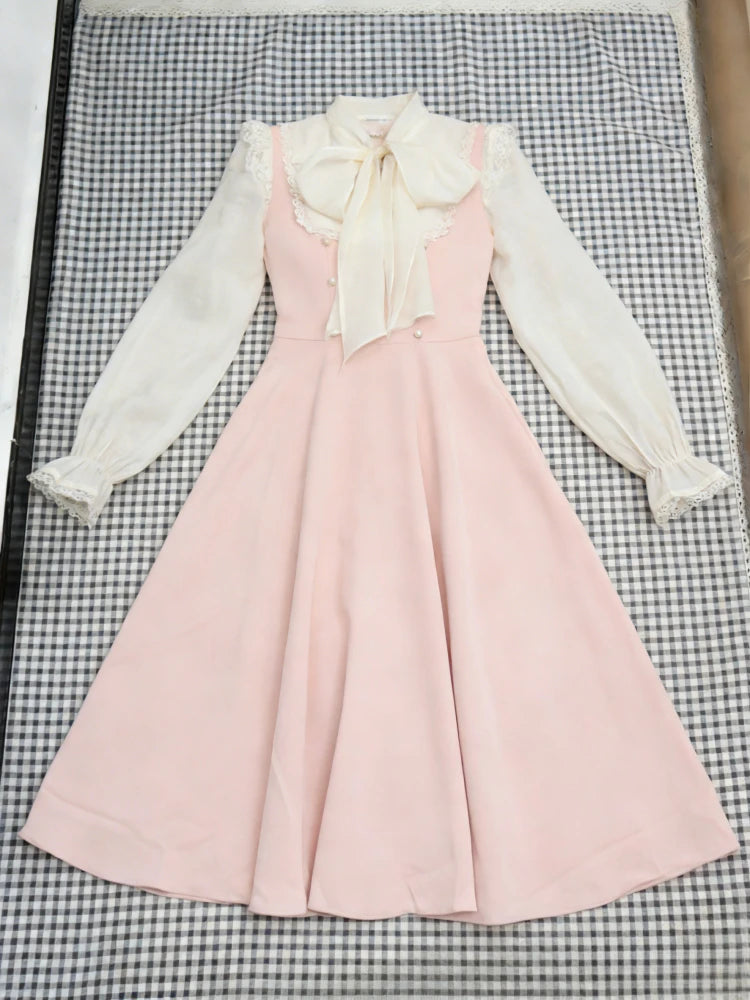 French Vintage Midi Dress Women Casual Evening Party Plaid Dress Office Lady Outwear One Piece Dress Korean Fashion Spring Chic