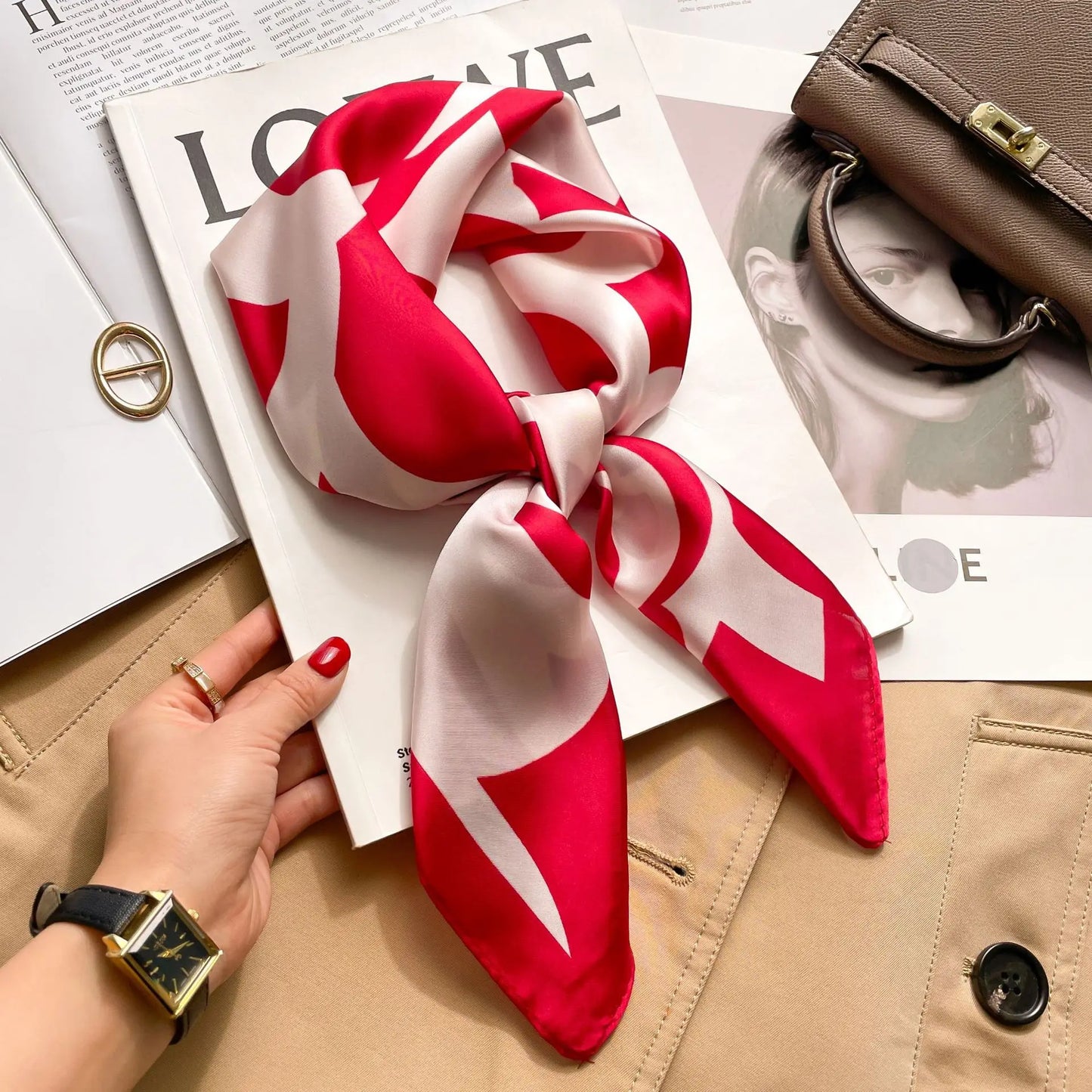 Silk Square Scarf Women Luxury Floral Print Kerchief Soft Satin Hairband Hands Bag Ribbon Foulard Hijab Neckerchief Headband