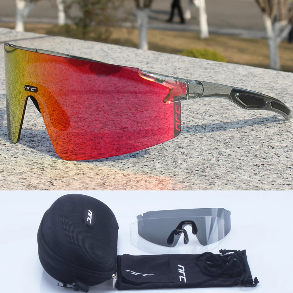 NRC Cycling Sunglasses 3 Lens UV400  TR90 Sports Bicycle Glasses MTB Mountain Bike Fishing Hiking Riding Eyewear for Men Women