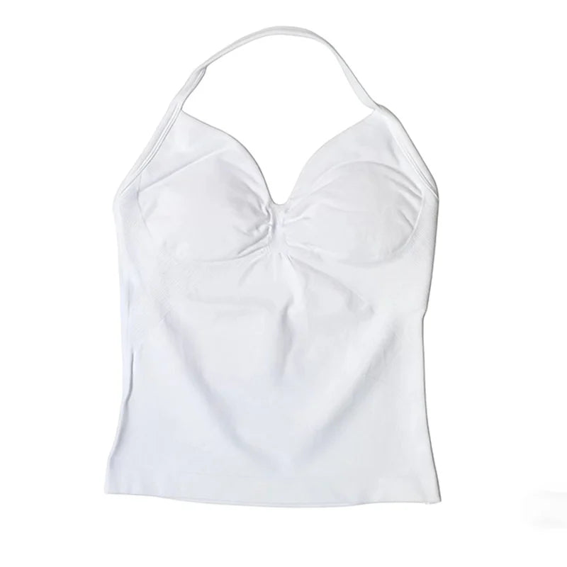 Gym Beautiful Open Back Bra Running Workout Impact Halter Longline Strappy Top Sports Yoga Vest Women's Fitness Tank Top